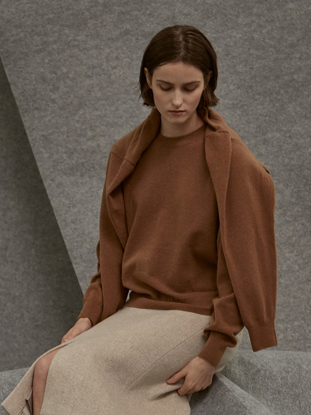 cashmere layered knit_brown