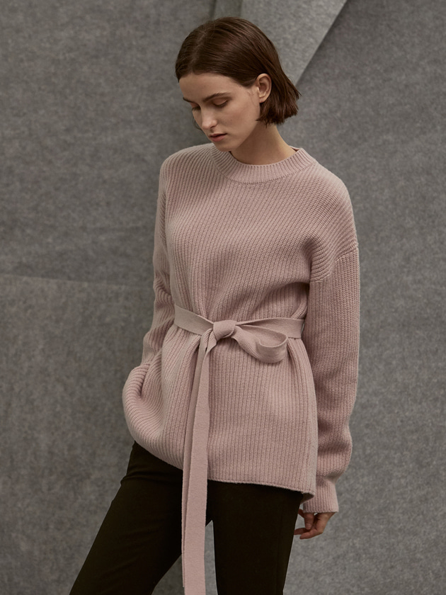 cashmere back slit knit_pink