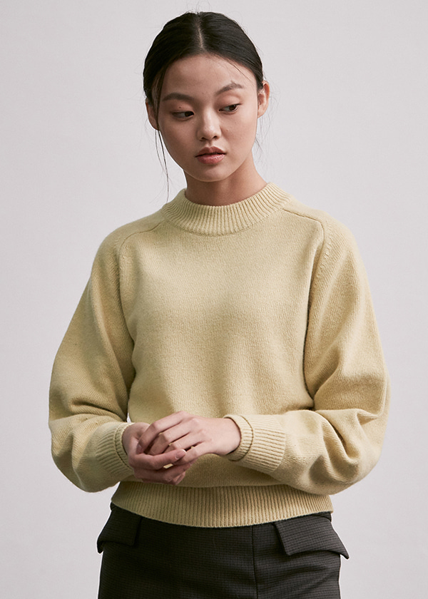 wool double rib knit top_lime