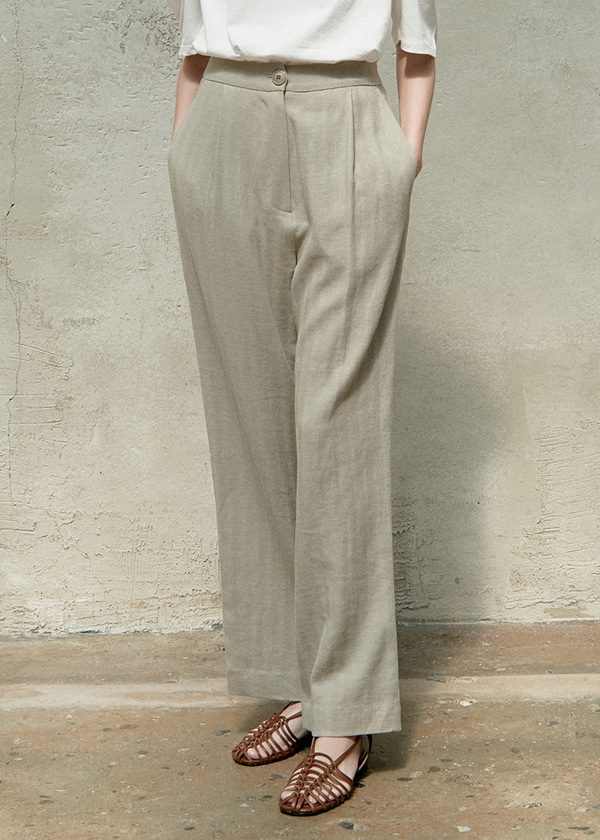 linen wide pants_light khaki