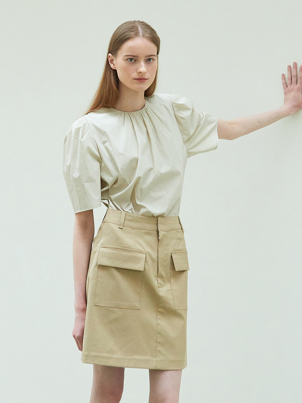 pocket mini skirt (beige)