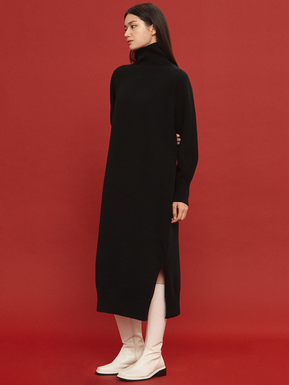cashmere blooming knit onepiece (black)