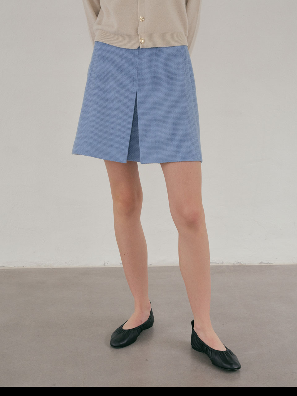 22Fall Flat Tweed Skirt (Sky Blue)