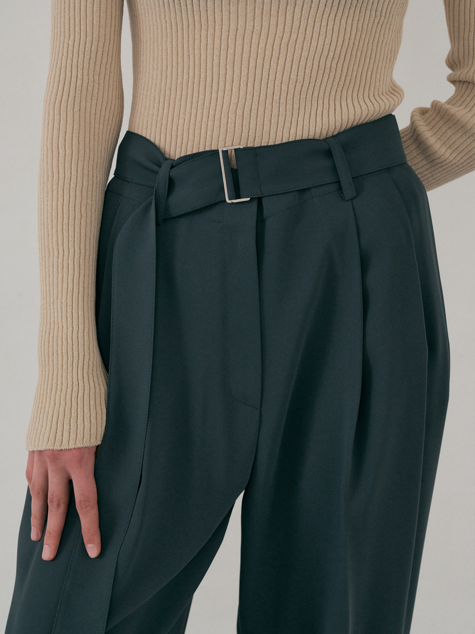 FALL Belted Easy Pants (Charcoal)