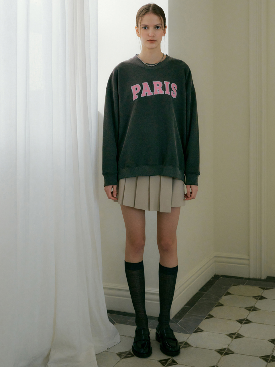 23SS Patchwork Sweatshirt (Charcoal)
