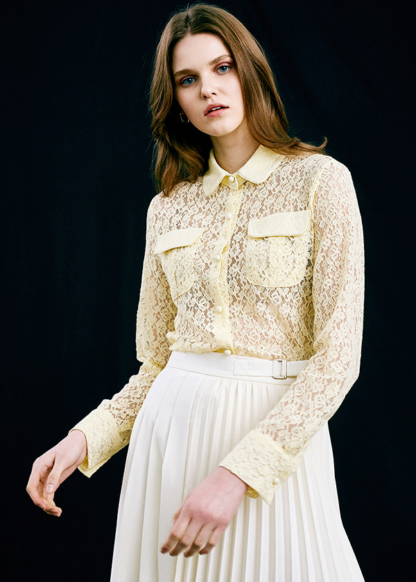 Flower lace blouse_yellow