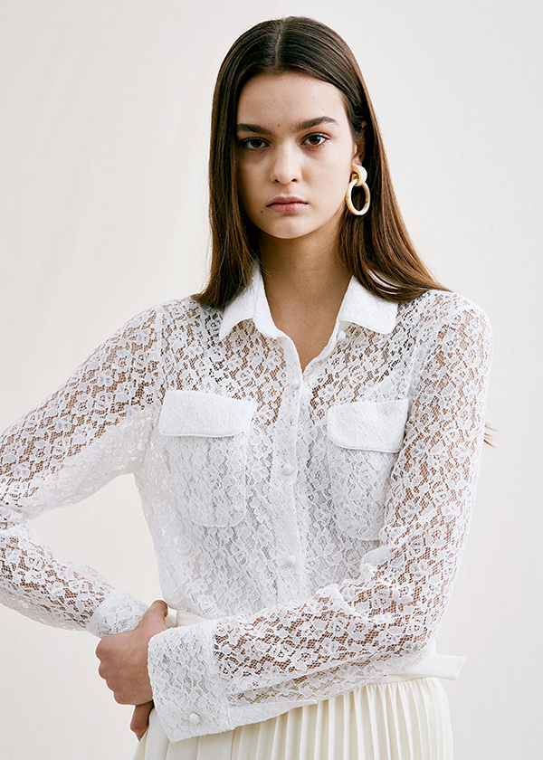 Flower lace blouse_ivory