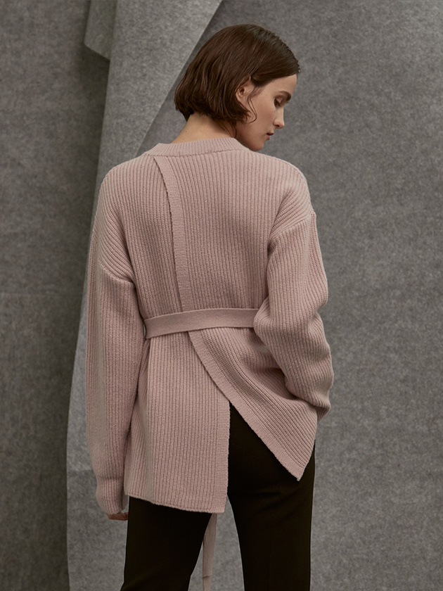 cashmere back slit knit_pink