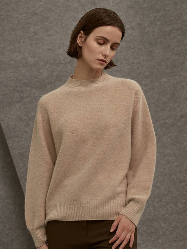 whole garment wool knit_beige