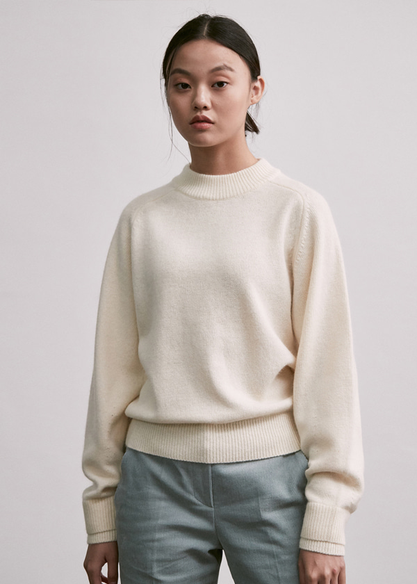 wool double rib knit top_ivory