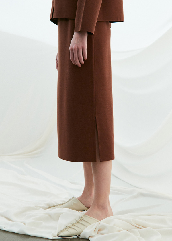 slit pocket knit skirt_brown