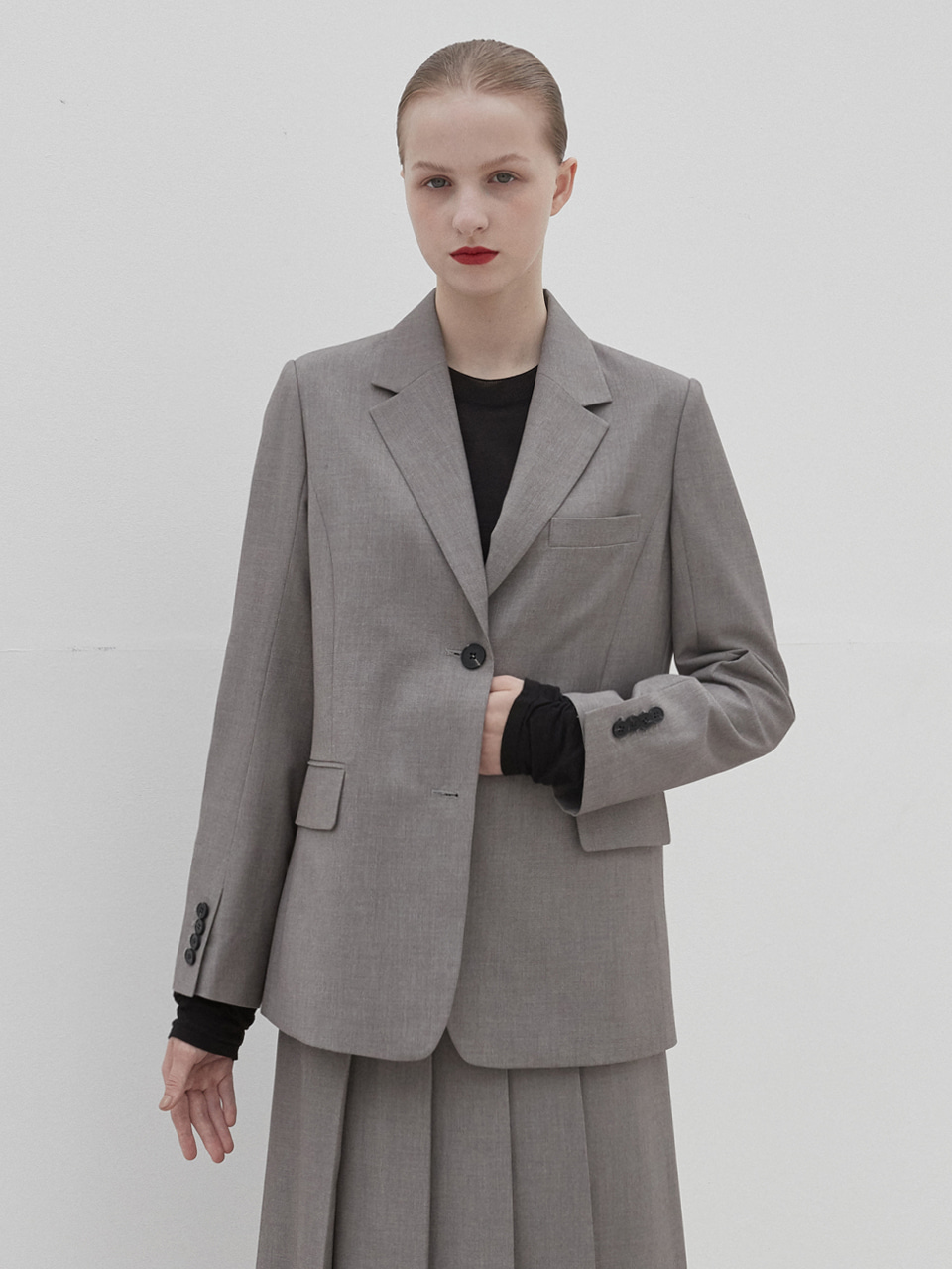 tailored single jacket (melange gray)