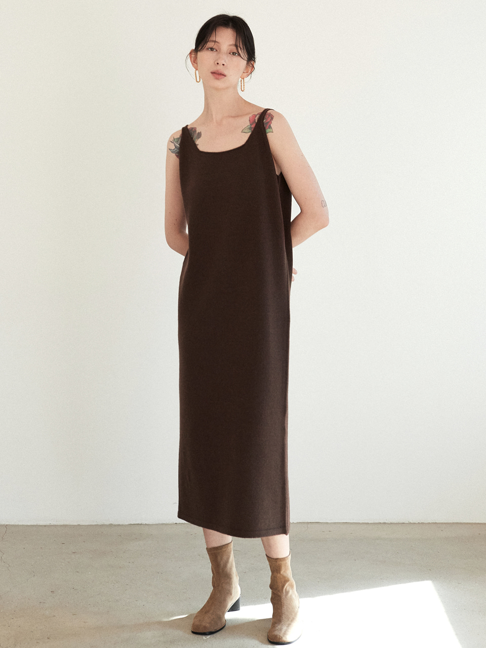 cashmere sleeveless knit onepiece (brown)