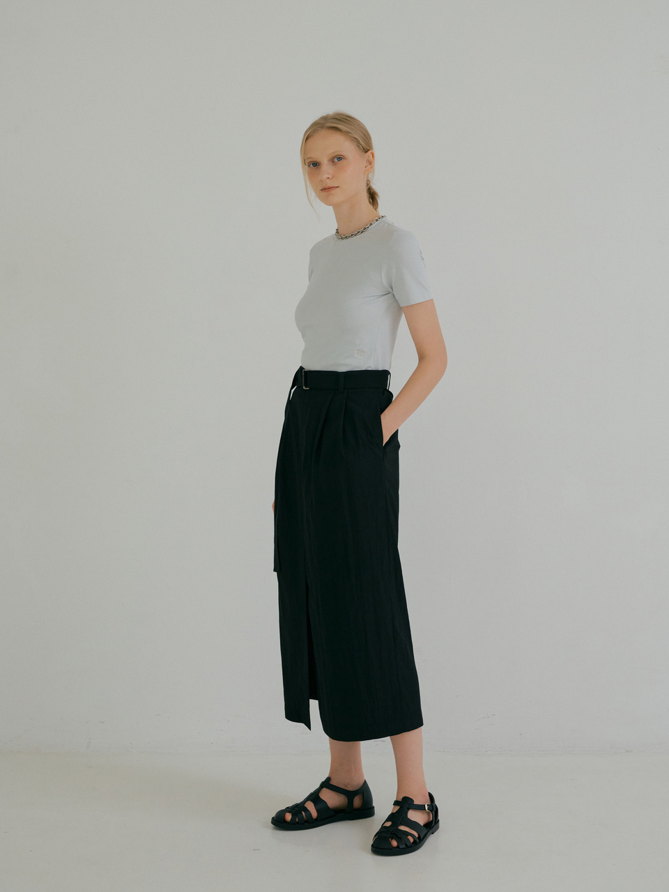 SUMMER Anorak Belted Skirt (Black)