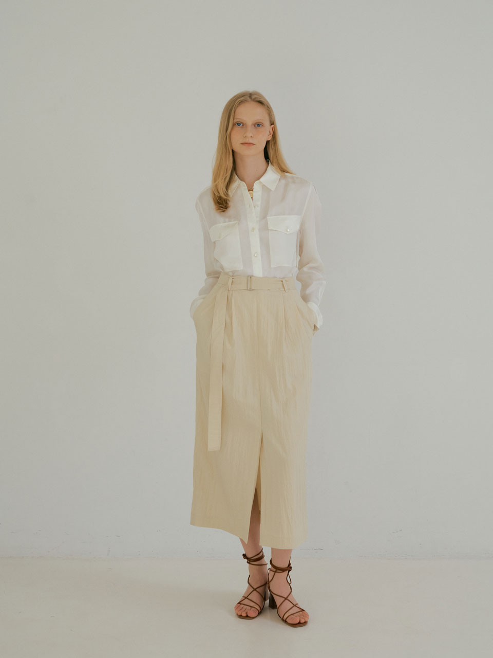 SUMMER Anorak Belted Skirt (Cream)