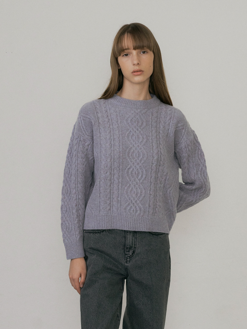 22FW Cable Knit (Grey Blue)