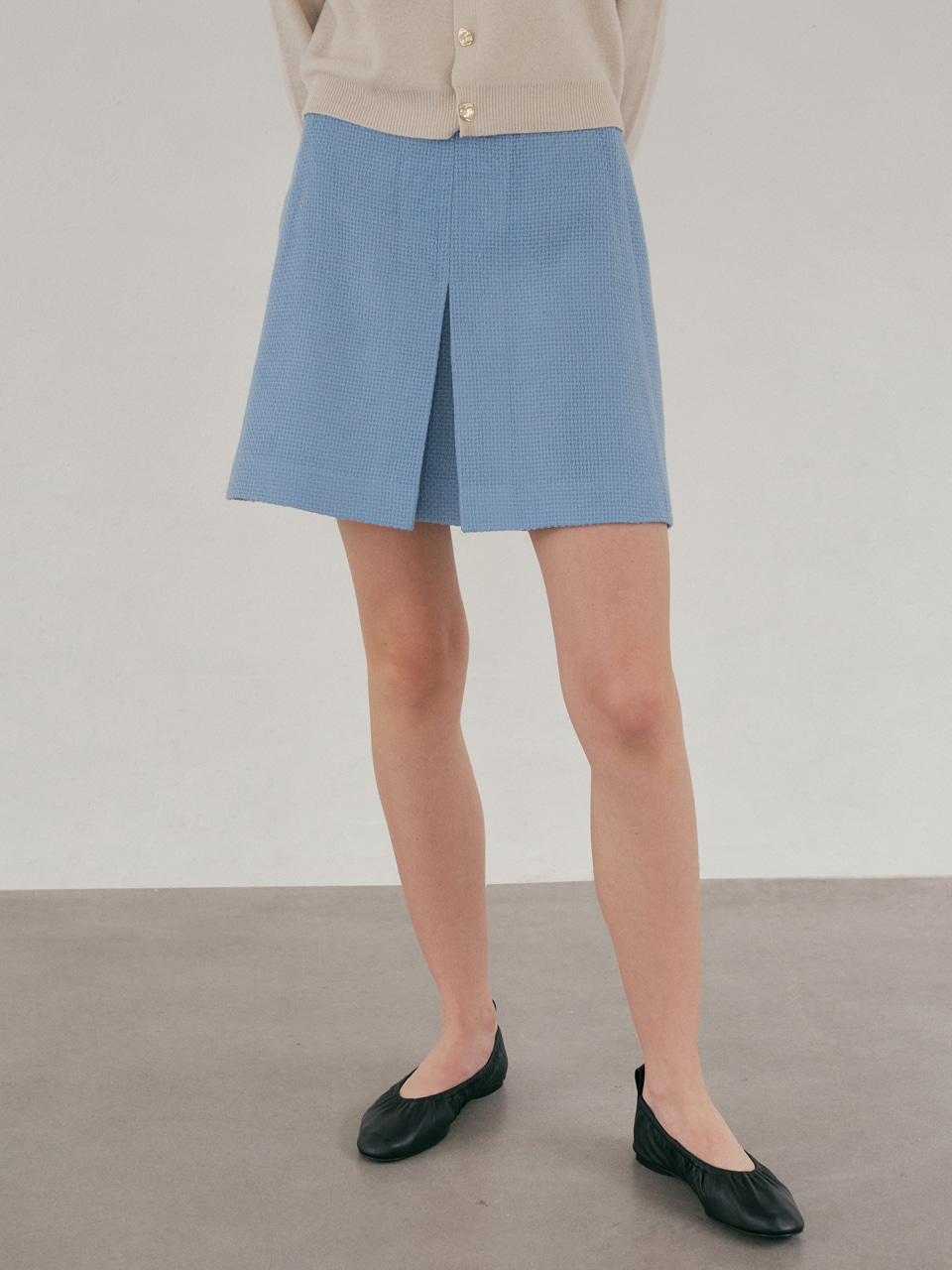 FALL Flat Tweed Skirt (Sky Blue)