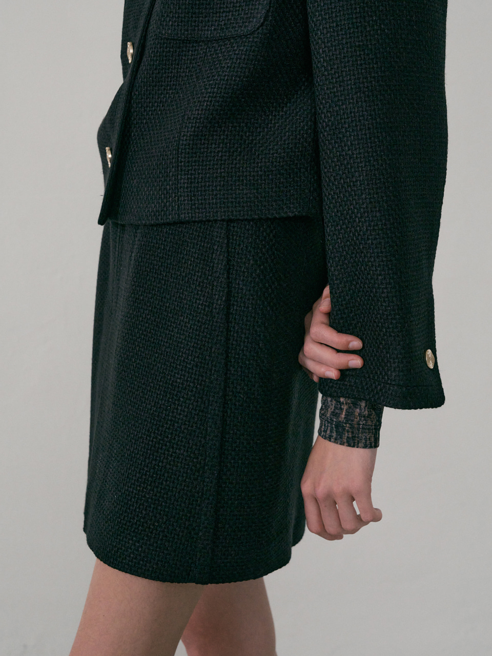 FALL Flat Tweed Skirt (Black)
