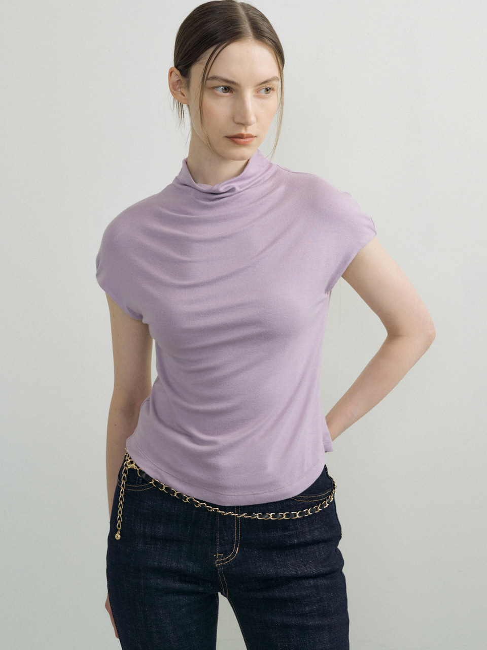 JERSEY COWL SLEEVELESS T (3color)